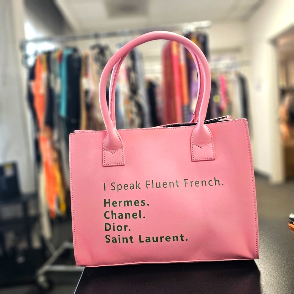 I Speak Fluent French Tote Bag Pink Cute Statement Handbag Purse *Price FIRM* - Picture 2 of 7